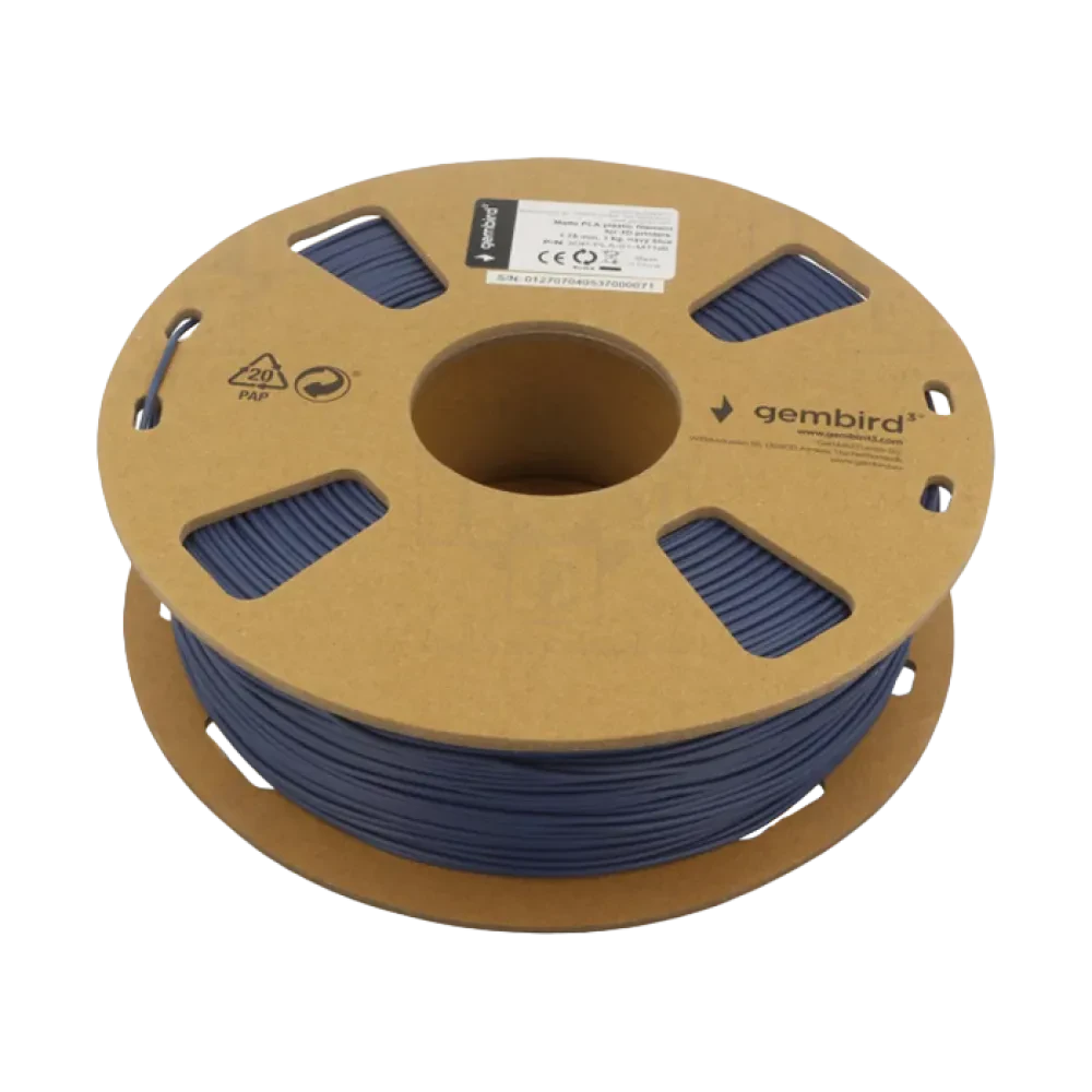 Filament pentru imprimantă 3D Gembird 3DP-PLA-01-MTNB, PLA, Albastru marin Mată, 1.75 mm, 1kg