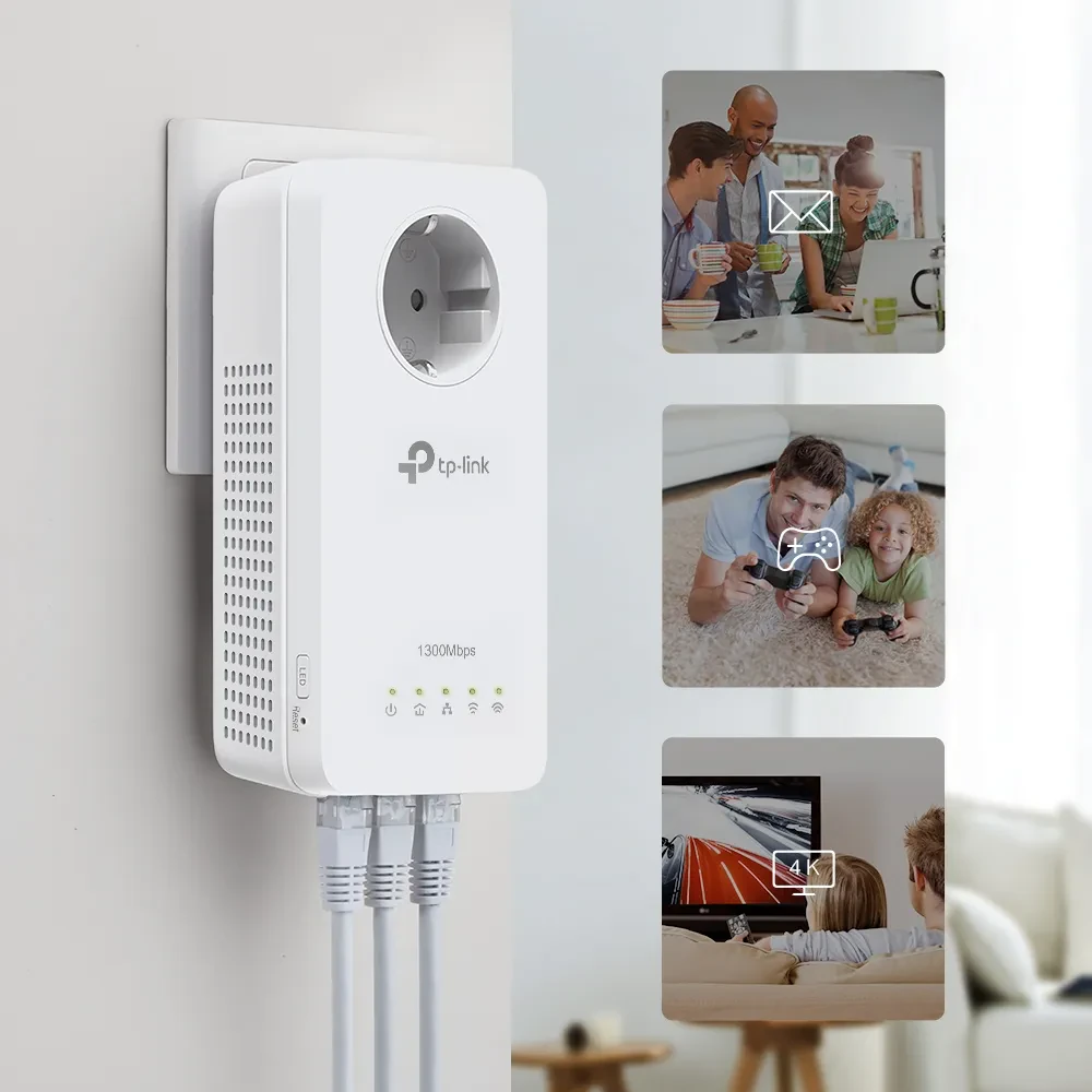 Powerline Adapter  TP-LINK TL-WPA8631P, AV1300, 1300 Mbps, Alb