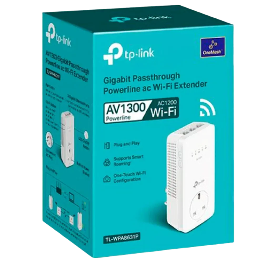 Powerline Adapter  TP-LINK TL-WPA8631P, AV1300, 1300 Mbps, Alb