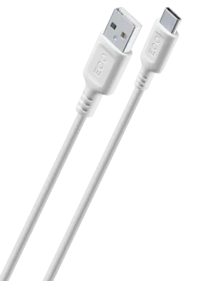 Cablu de încărcare și date Cellularline Become Eco, USB Type-A/USB Type-C, 1m, Alb