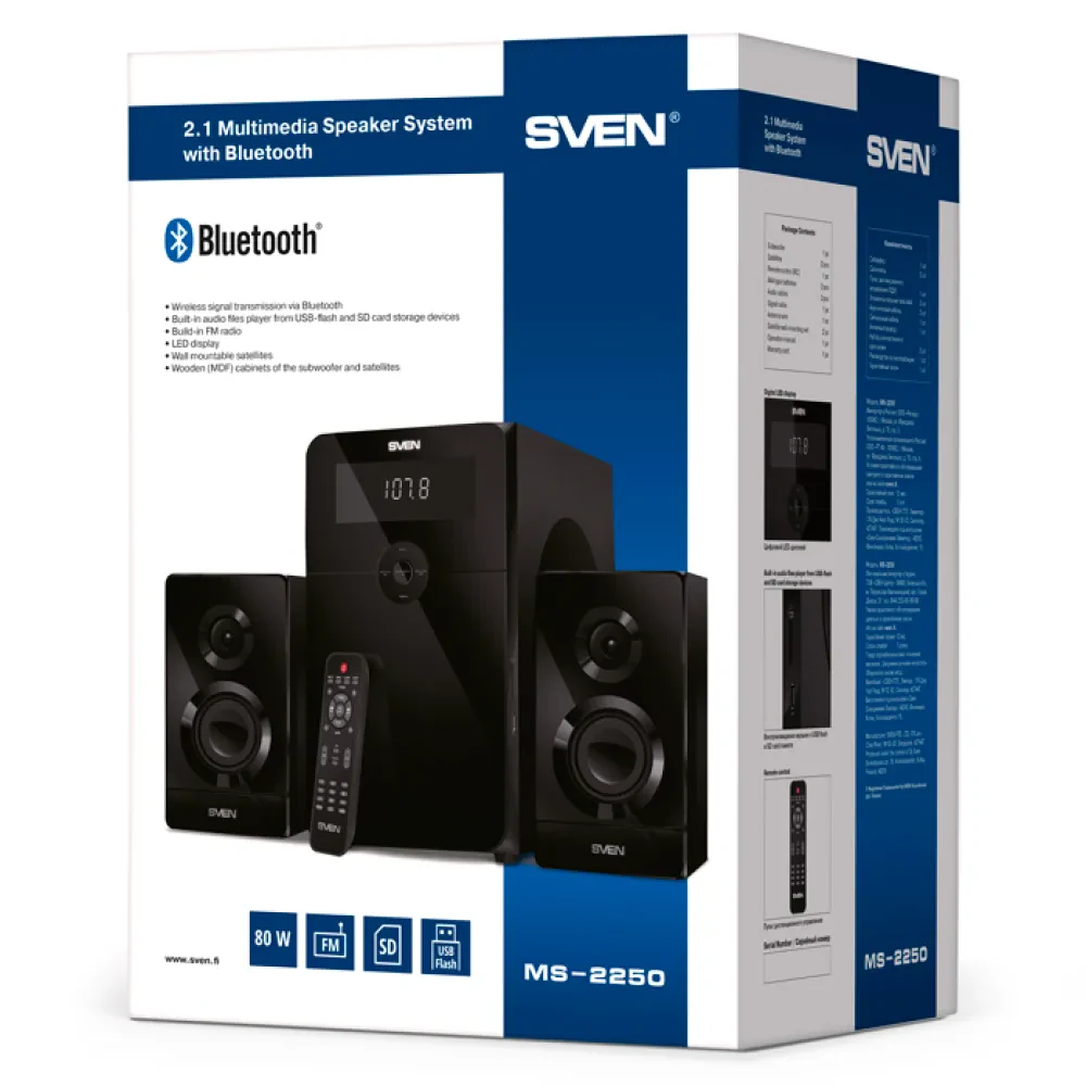 Компьютерные колонки 2.1 SVEN MS-2250, Чёрный