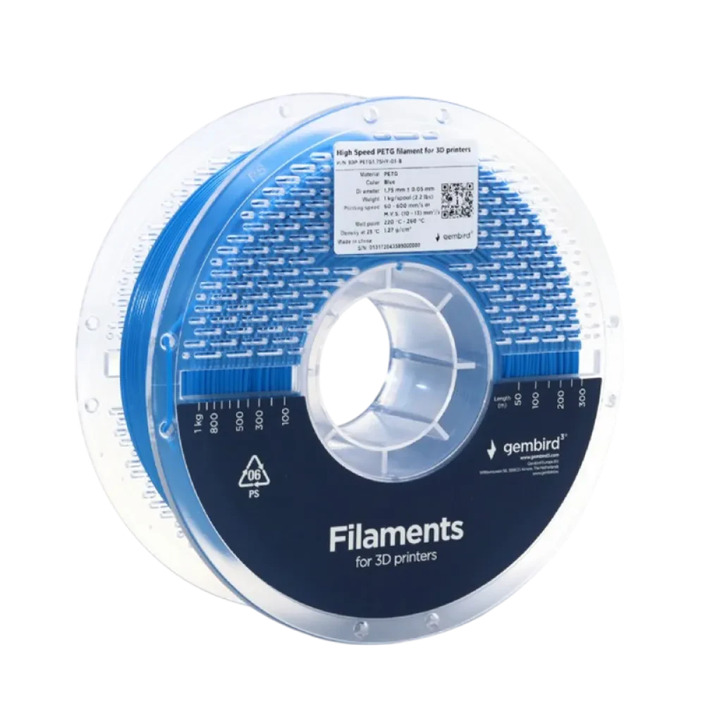 Filament pentru imprimantă 3D Gembird 3DP-PETG1.75HY-01-B, PETG, Albastru , 1.75 mm, 1kg