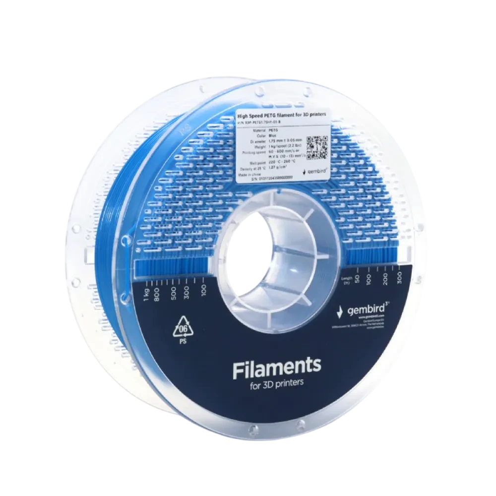 Filament pentru imprimantă 3D Gembird 3DP-PETG1.75HY-01-B, PETG, Albastru , 1.75 mm, 1kg