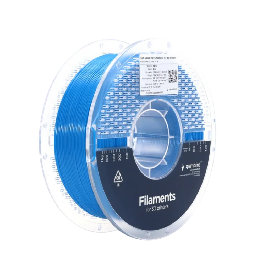 Filament pentru imprimantă 3D Gembird 3DP-PETG1.75HY-01-B, PETG, Albastru , 1.75 mm, 1kg