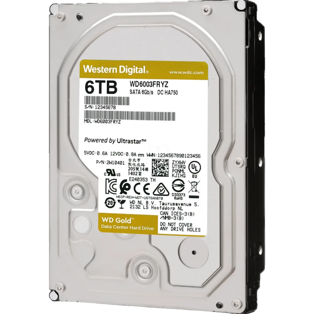 Жесткий диск Western Digital WD Gold, 3.5", 6 ТБ <WD6003FRYZ>