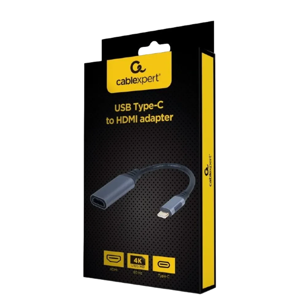 Cablu Video Cablexpert A-USB3C-HDMI-01, USB Type-C (M) - HDMI, 0,15m, Gri
