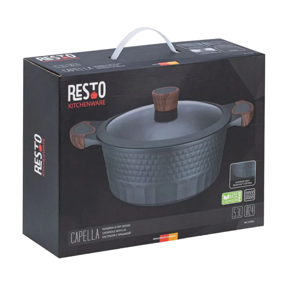 Кастрюля RESTO 93503, 4.6л, 24см, Чёрный