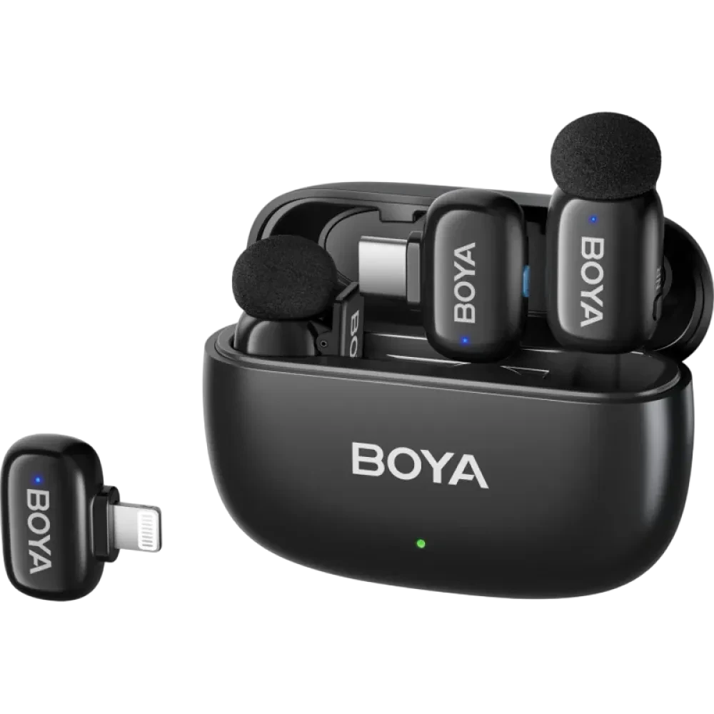 Портативный записывающий микрофон Boya BoyaMini-12, Беспроводной, Черный