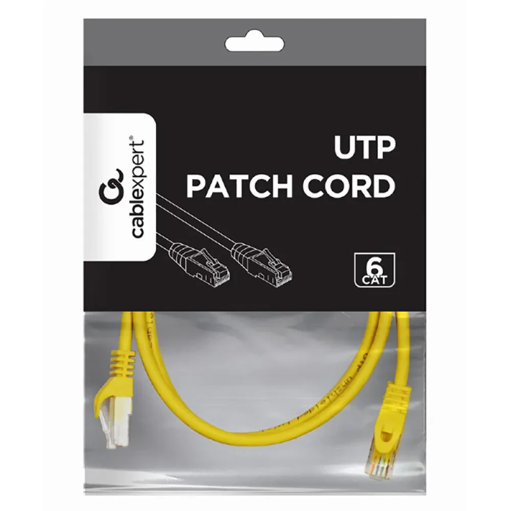 Патч-корд Cablexpert PP6U-0.5M/Y, Cat6 UTP, 0,5м, Жёлтый