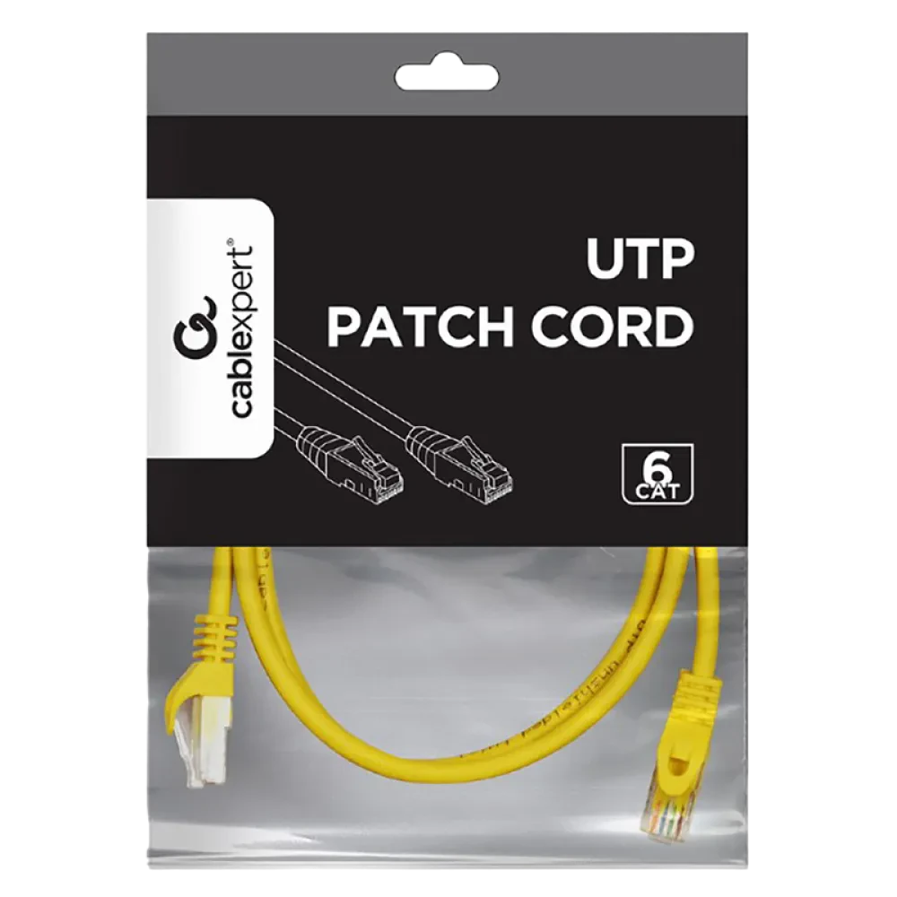 Патч-корд Cablexpert PP6U-0.5M/Y, Cat6 UTP, 0,5м, Жёлтый