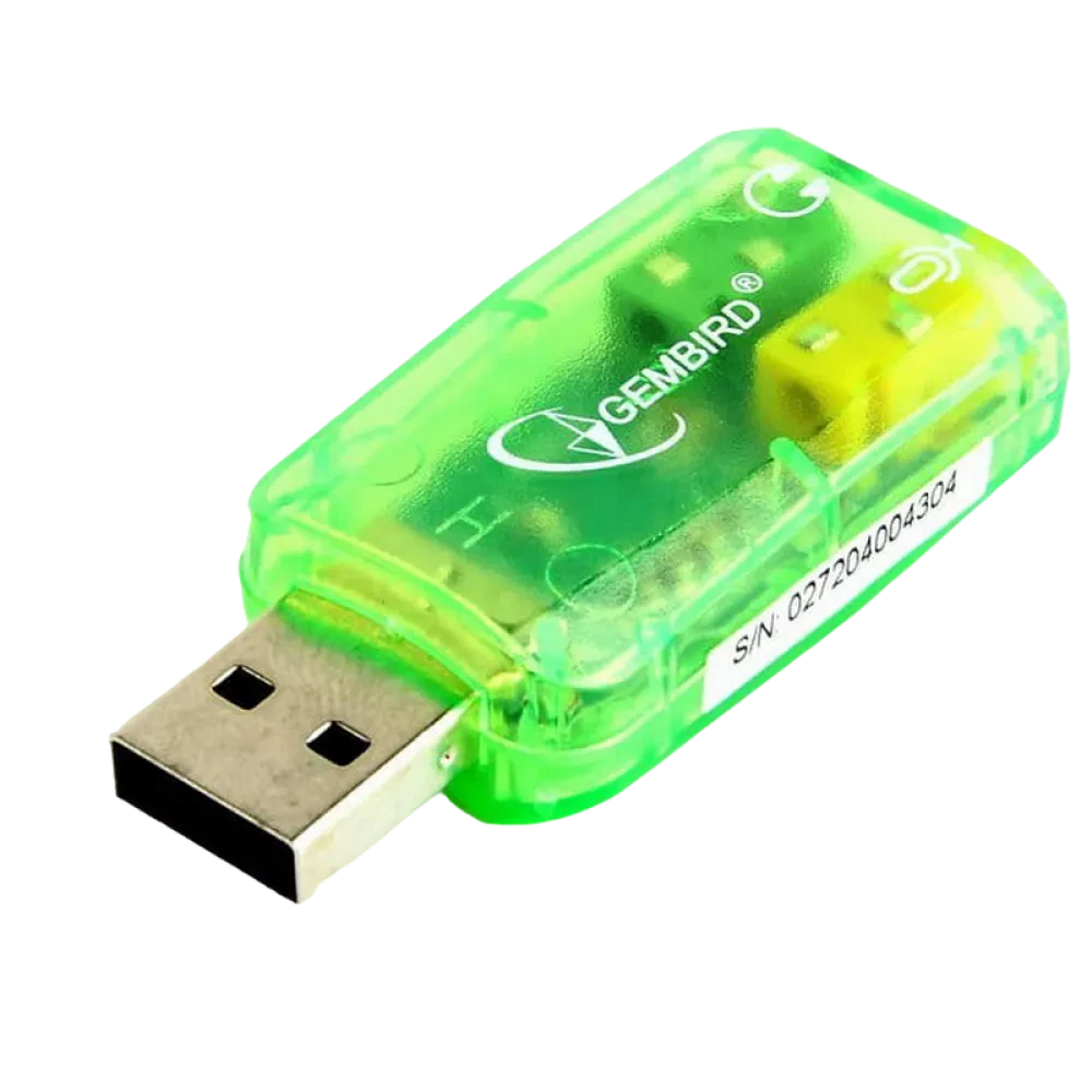 Внешняя звуковая карта Gembird SC-USB-01, Зелёная