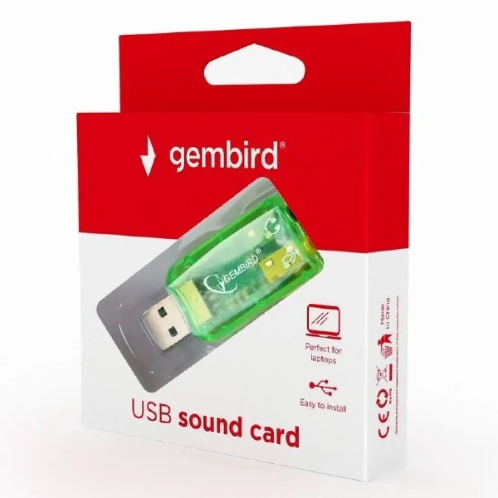 Внешняя звуковая карта Gembird SC-USB-01, Зелёная