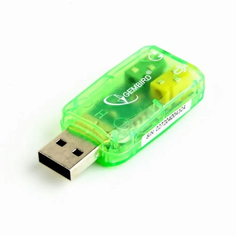 Внешняя звуковая карта Gembird SC-USB-01, Зелёная