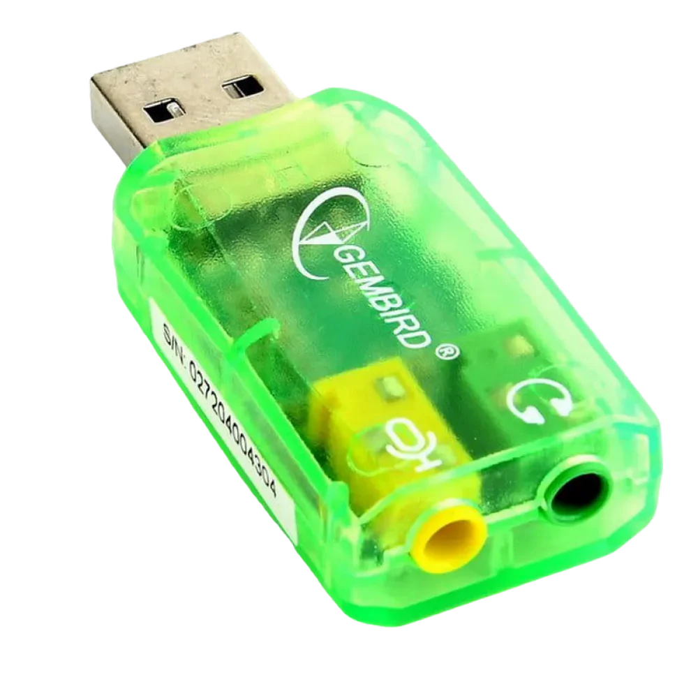 Внешняя звуковая карта Gembird SC-USB-01, Зелёная