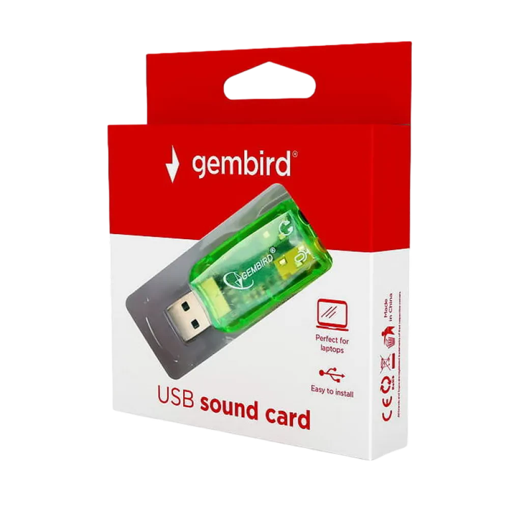 Внешняя звуковая карта Gembird SC-USB-01, Зелёная
