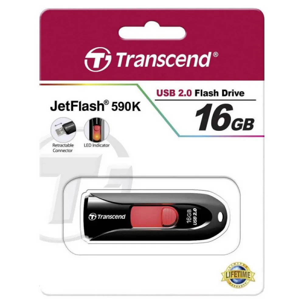 USB Flash накопитель Transcend JetFlash 590, 16Гб, Чёрный