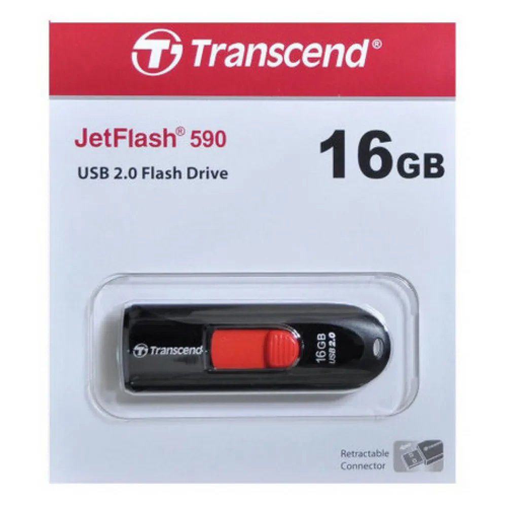 USB Flash накопитель Transcend JetFlash 590, 16Гб, Чёрный