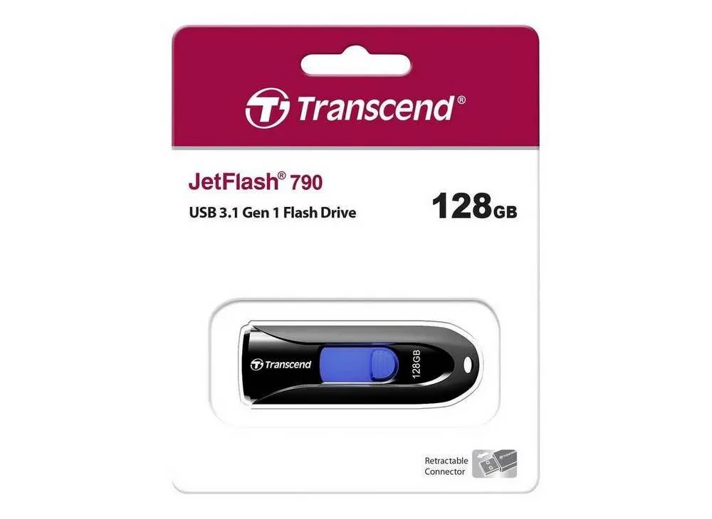 Memorie USB Transcend JetFlash 790, 128GB, Negru/Albastru