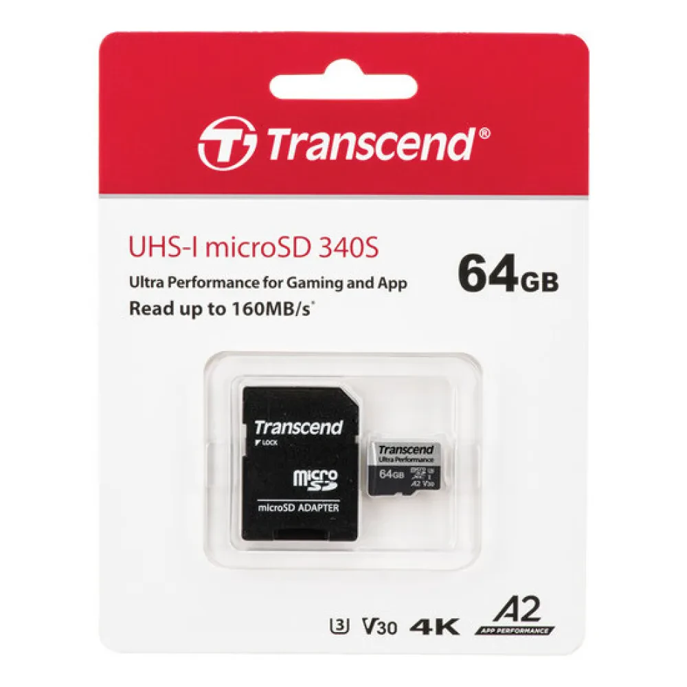 Карта памяти Transcend microSDXC 340S, 64Гб (TS64GUSD340S)