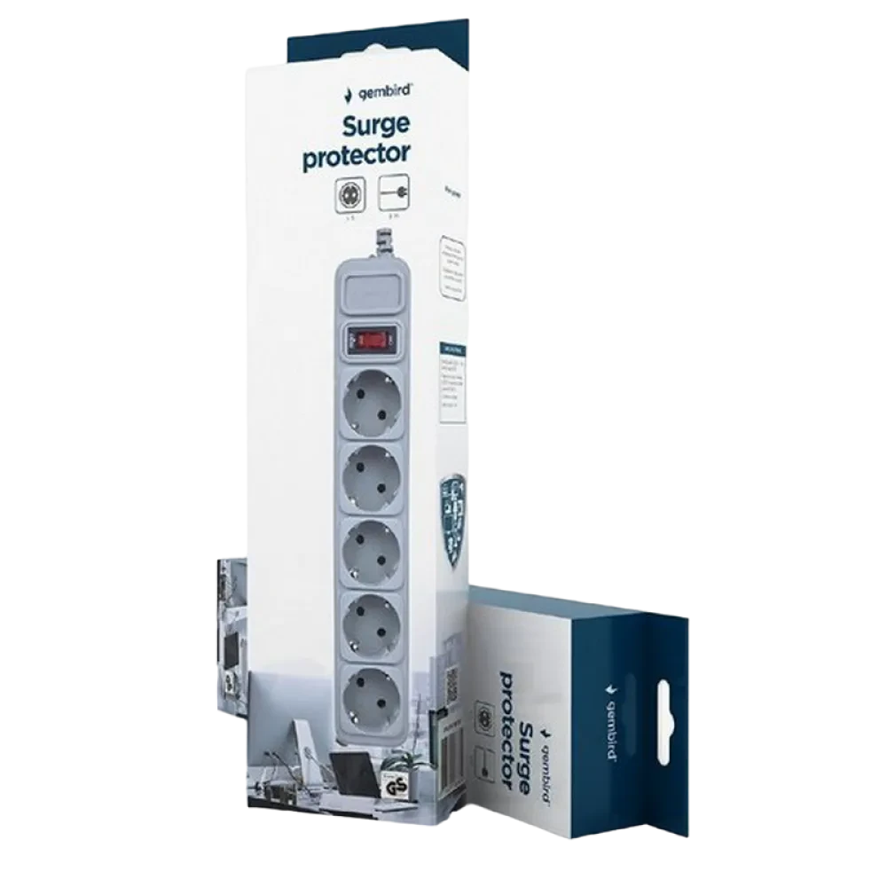 Prelungitor electric Gembird GMB SPG3-B-10C, 5 Prize, 3 m, Alb