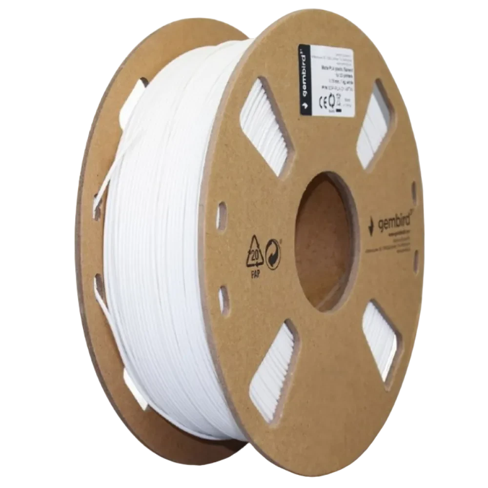 Нить для 3D-принтера Gembird 3DP-PLA-01-MTW, PLA, Белый Матовый , 1.75 мм, 1кг
