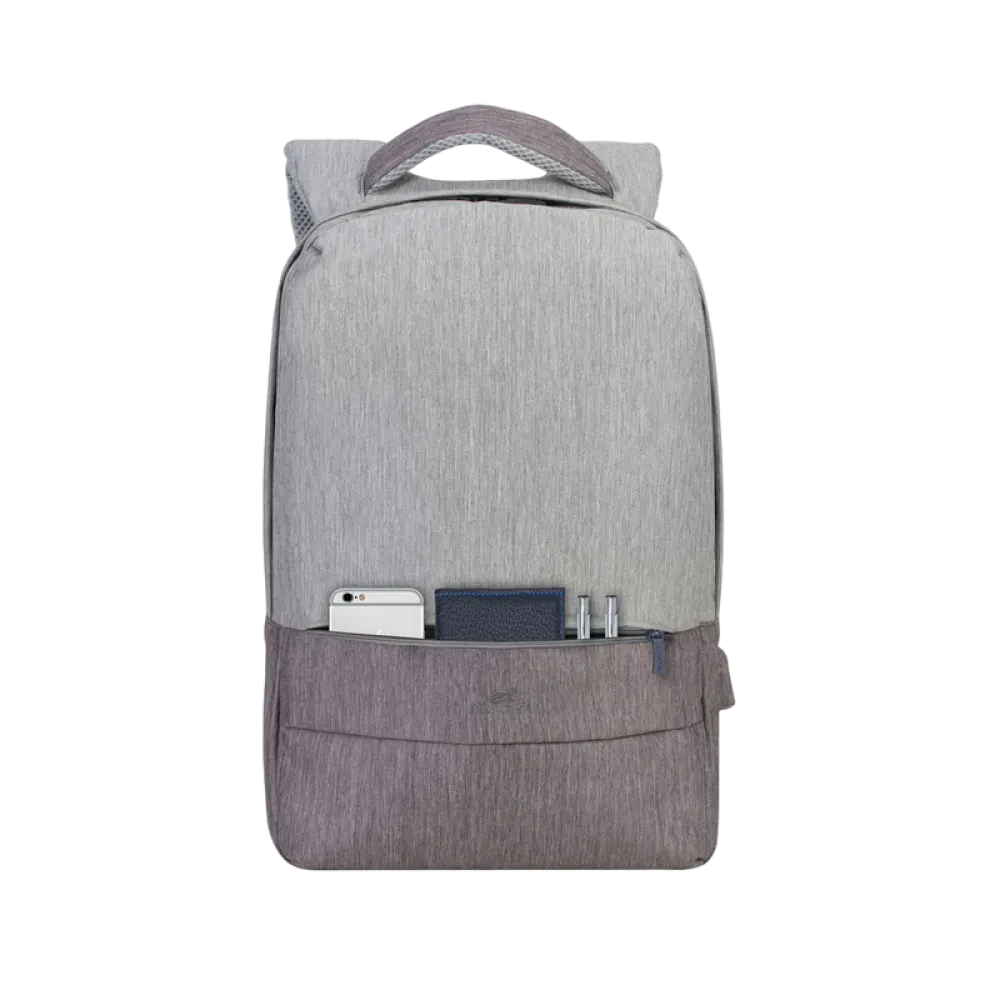 Rucsac pentru Laptop RivaCase Prater, 15.6", Poliester, Gri/Moca