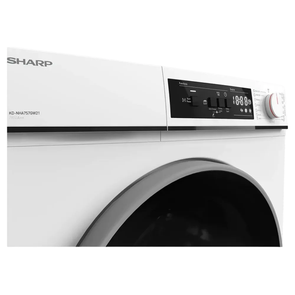 Uscător de rufe Sharp KDNHA8S7GW21EE, 8kg, Alb