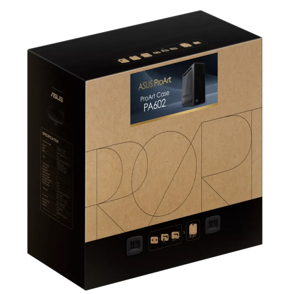 Компьютерный корпус ASUS ProArt PA602, Midi-Tower, Без блока питания, Чёрный
