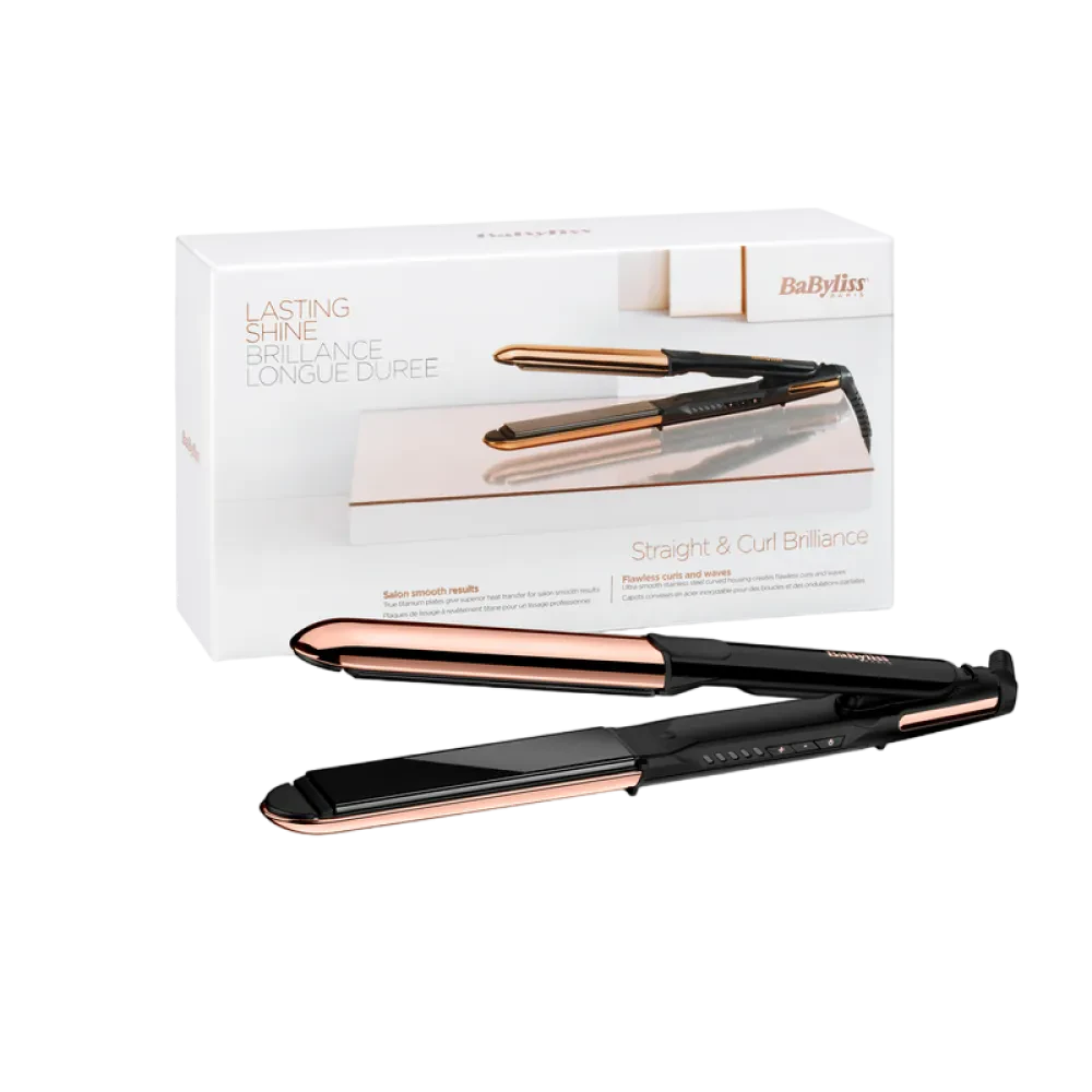 Placă de îndreptat părul BaByliss Straight & Curl Brilliance ST482E, Negru | Auriu