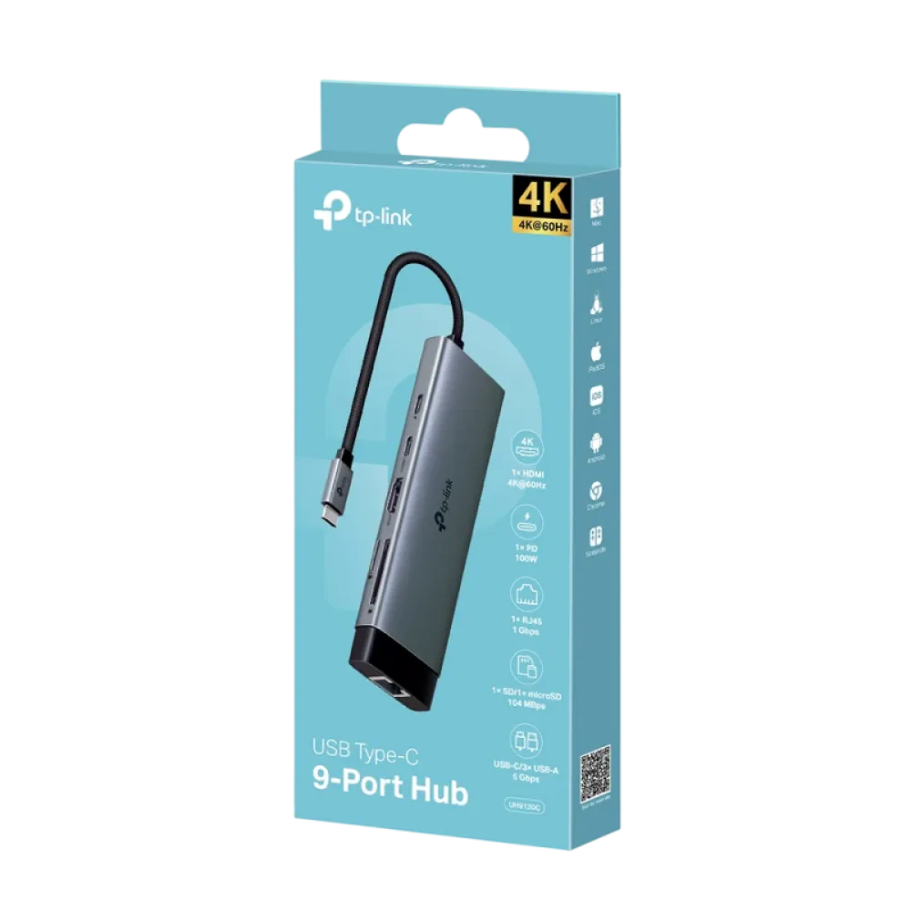 Adaptor Hub TP-LINK UH9120C, Argintiu