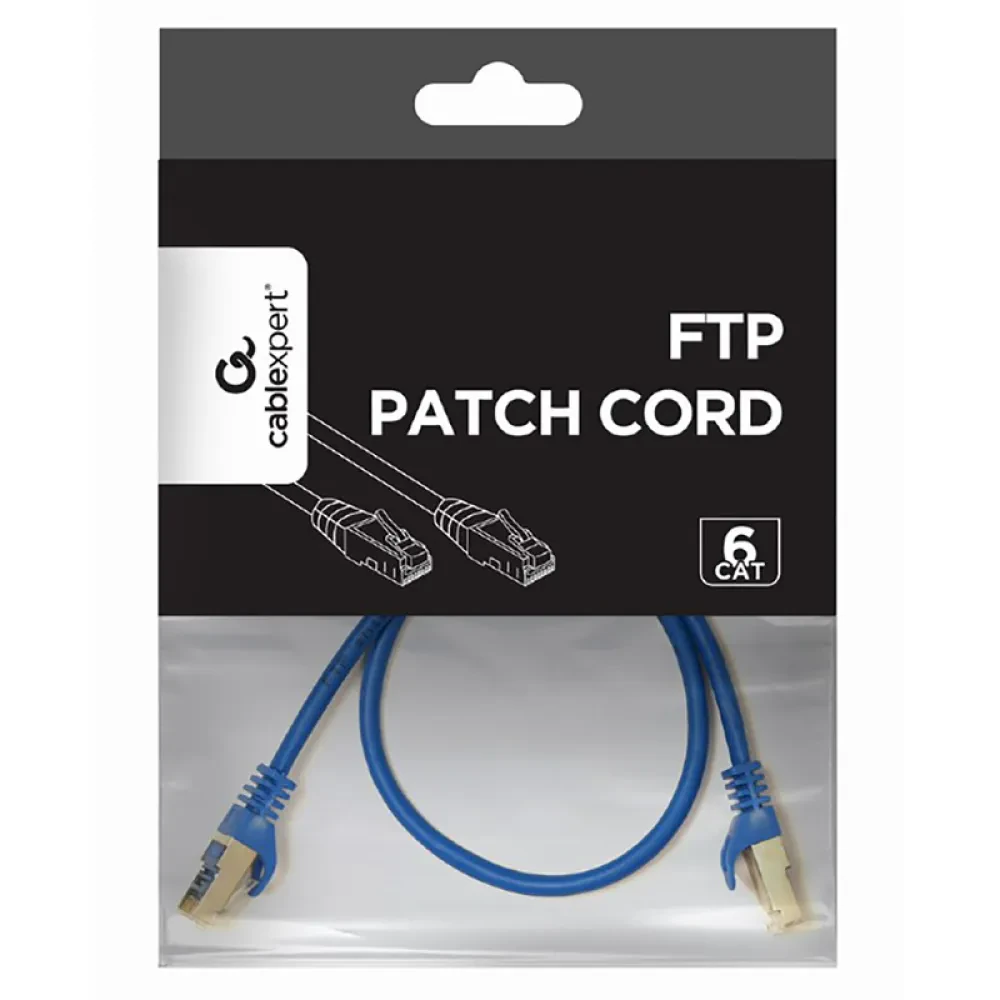 Патч-корд Cablexpert PP6-0.5M/B, Cat6 FTP , 0,5м, Синий