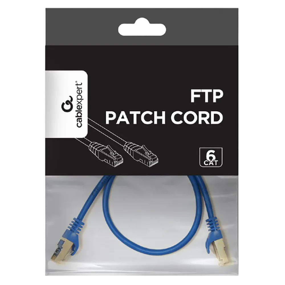 Патч-корд Cablexpert PP6-0.5M/B, Cat6 FTP , 0,5м, Синий