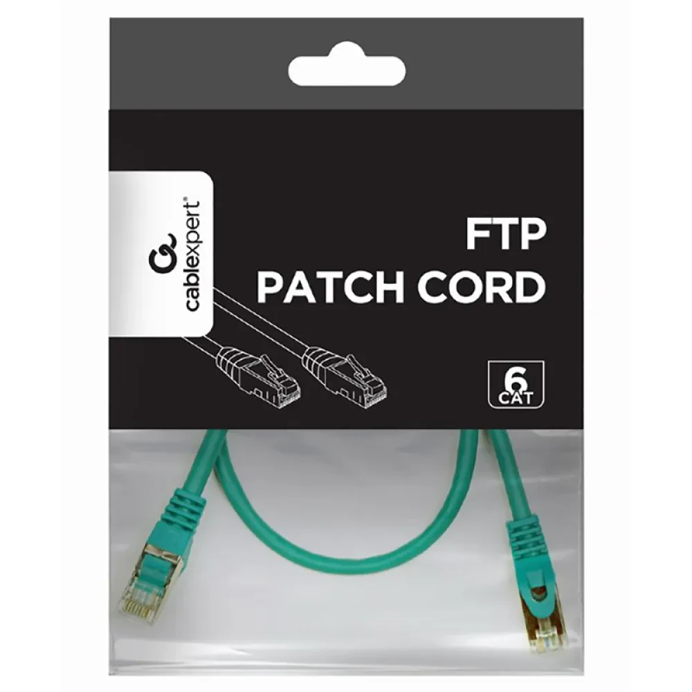 Патч-корд Cablexpert PP6-0.5M/G, Cat6 FTP , 0,5м, Зелёный