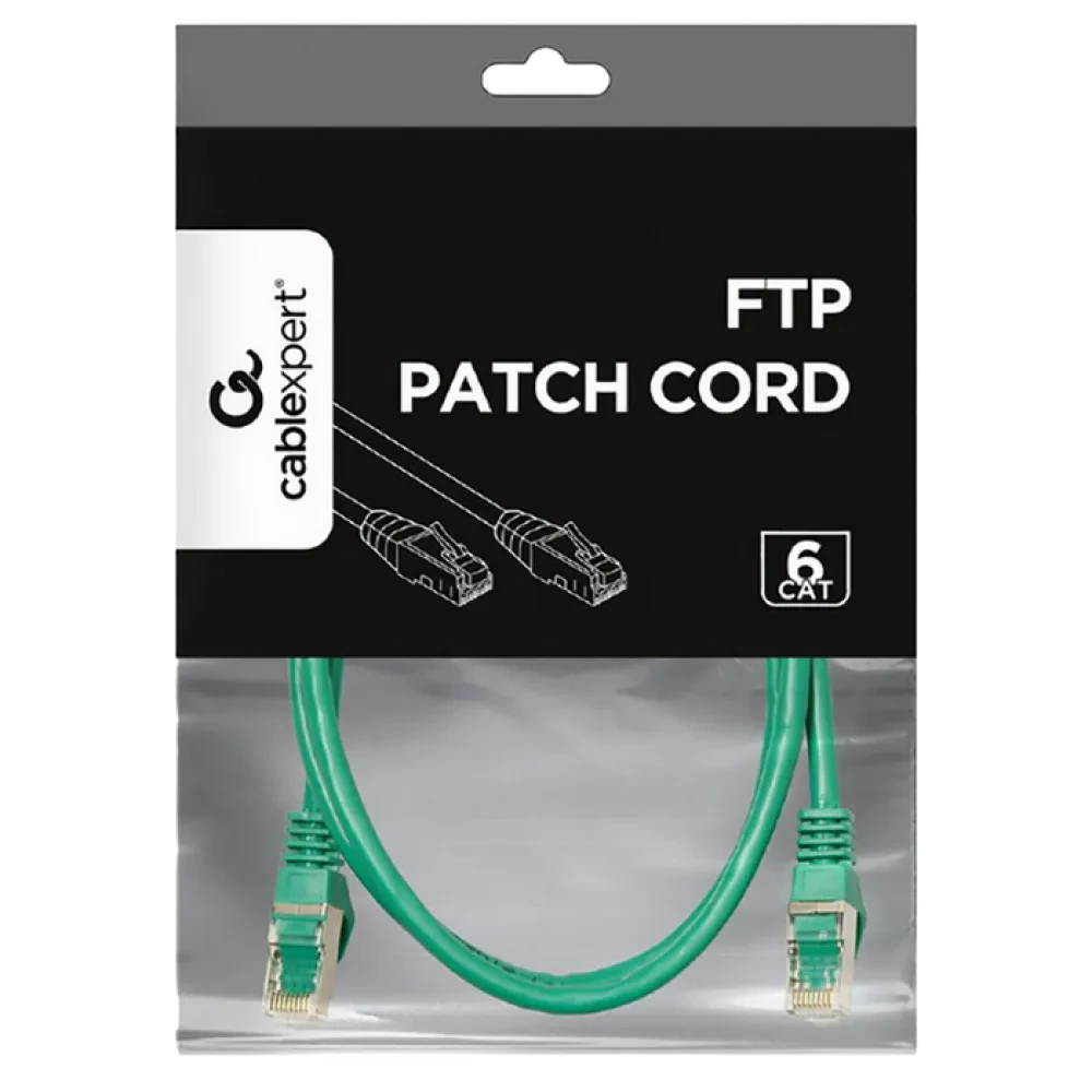 Патч-корд Cablexpert PP6-1M/G, Cat6 FTP , 1м, Зелёный