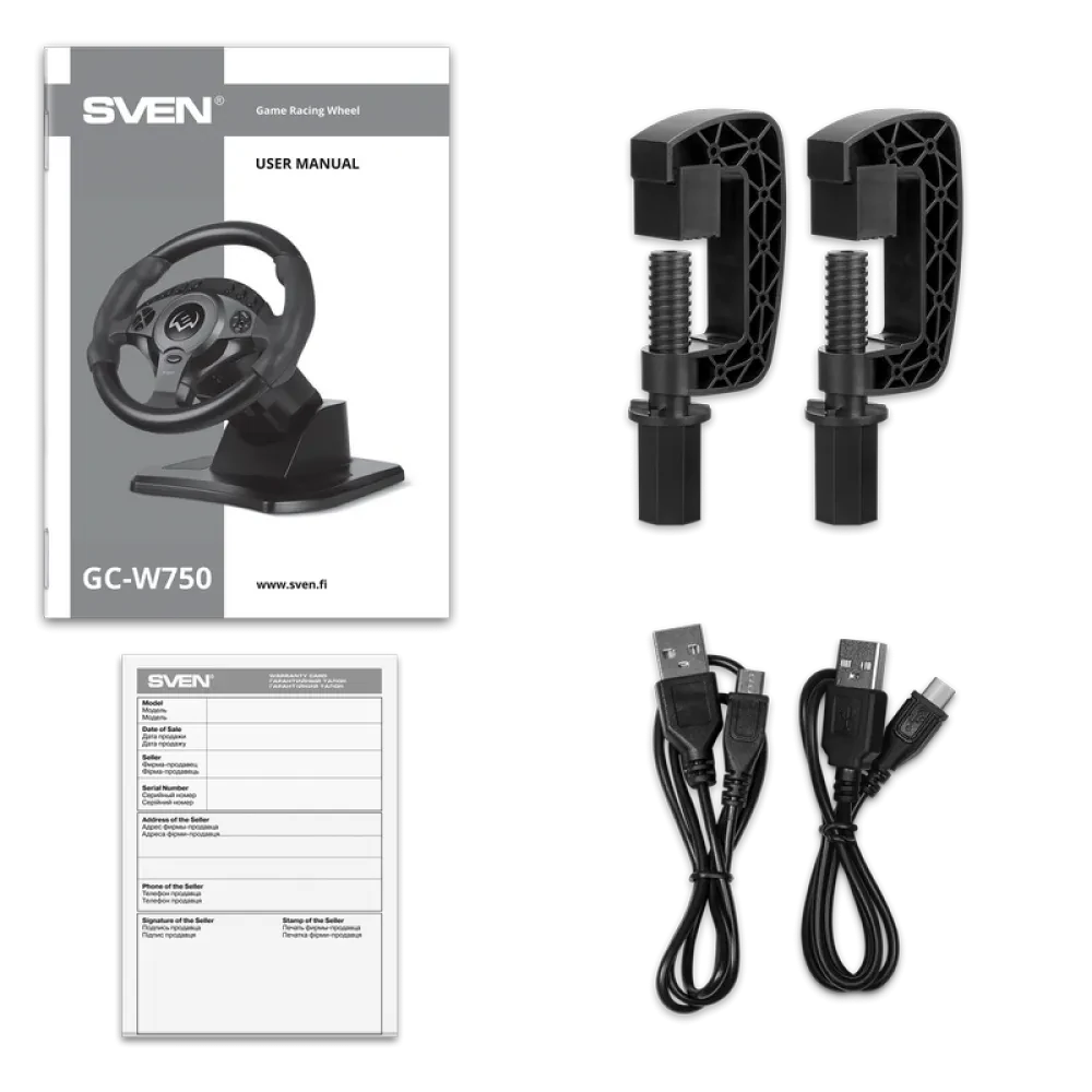 Игровой руль SVEN GC-W750, Чёрный
