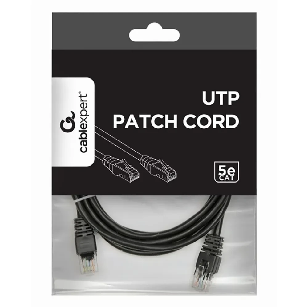 Patch cord Cablexpert PP12-2M/BK, CAT5e UTP, 2m, Negru