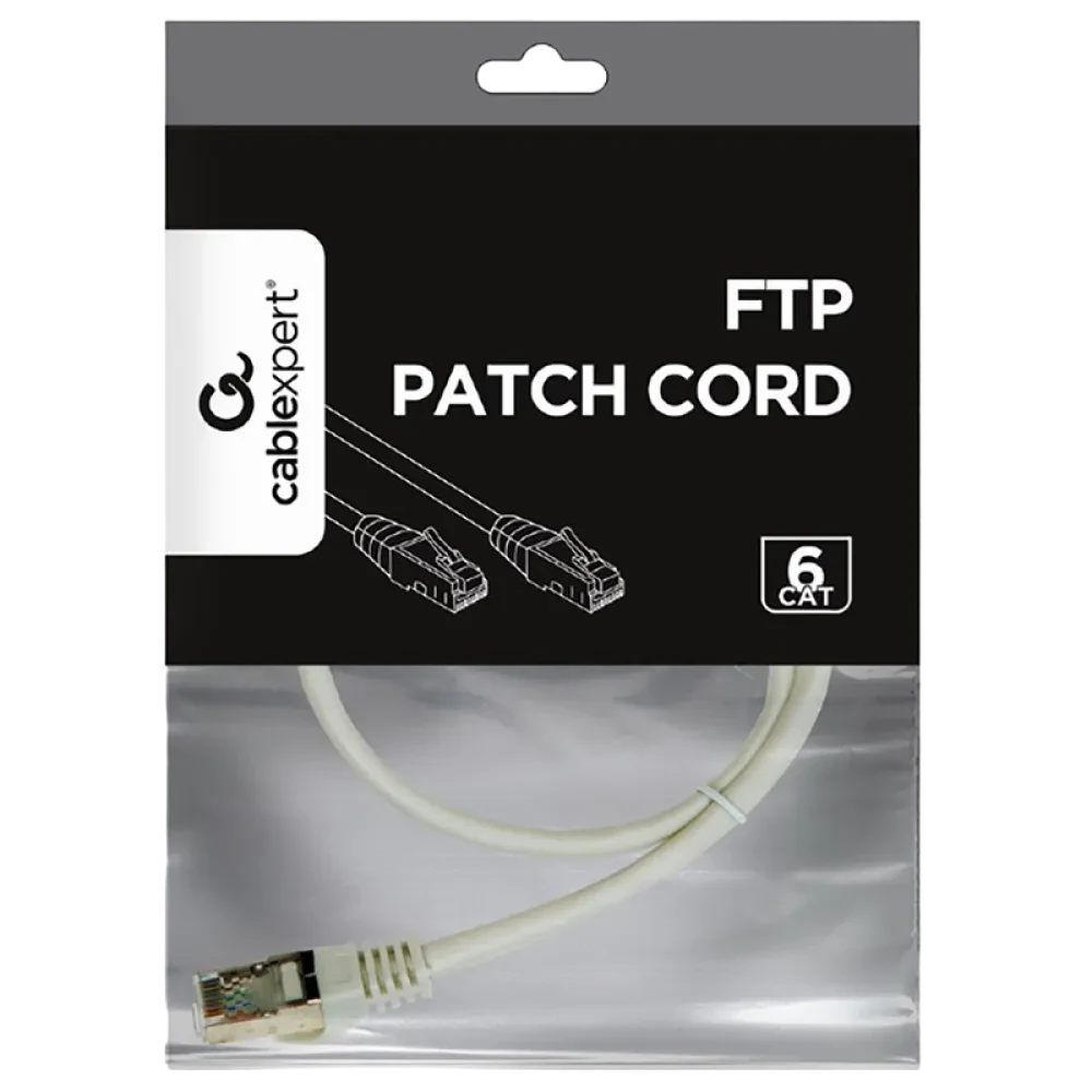 Patch cord Cablexpert PP6-0.5M, Cat6 FTP , 0,5m, Gri