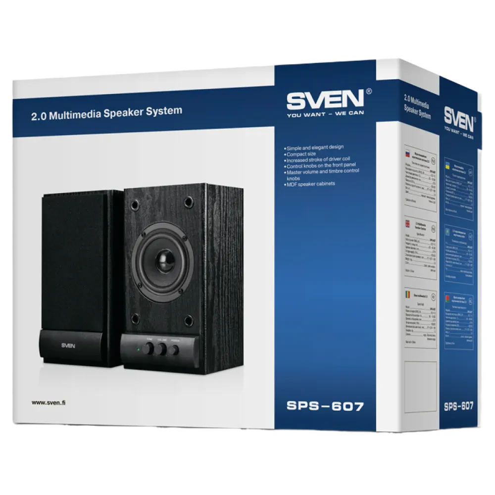 Boxe pentru calculator 2.0 SVEN SPS-607, Negru