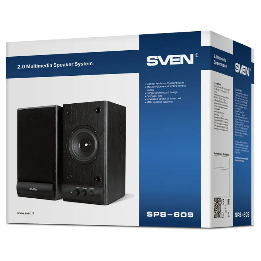 Компьютерные колонки 2.0 SVEN SPS-609, Чёрный