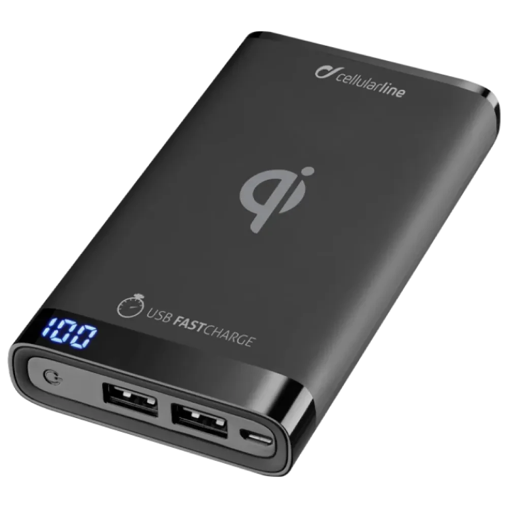 Acumulator extern Cellularline FreePower MANTA 8000 Wireless, 8mAh, Negru