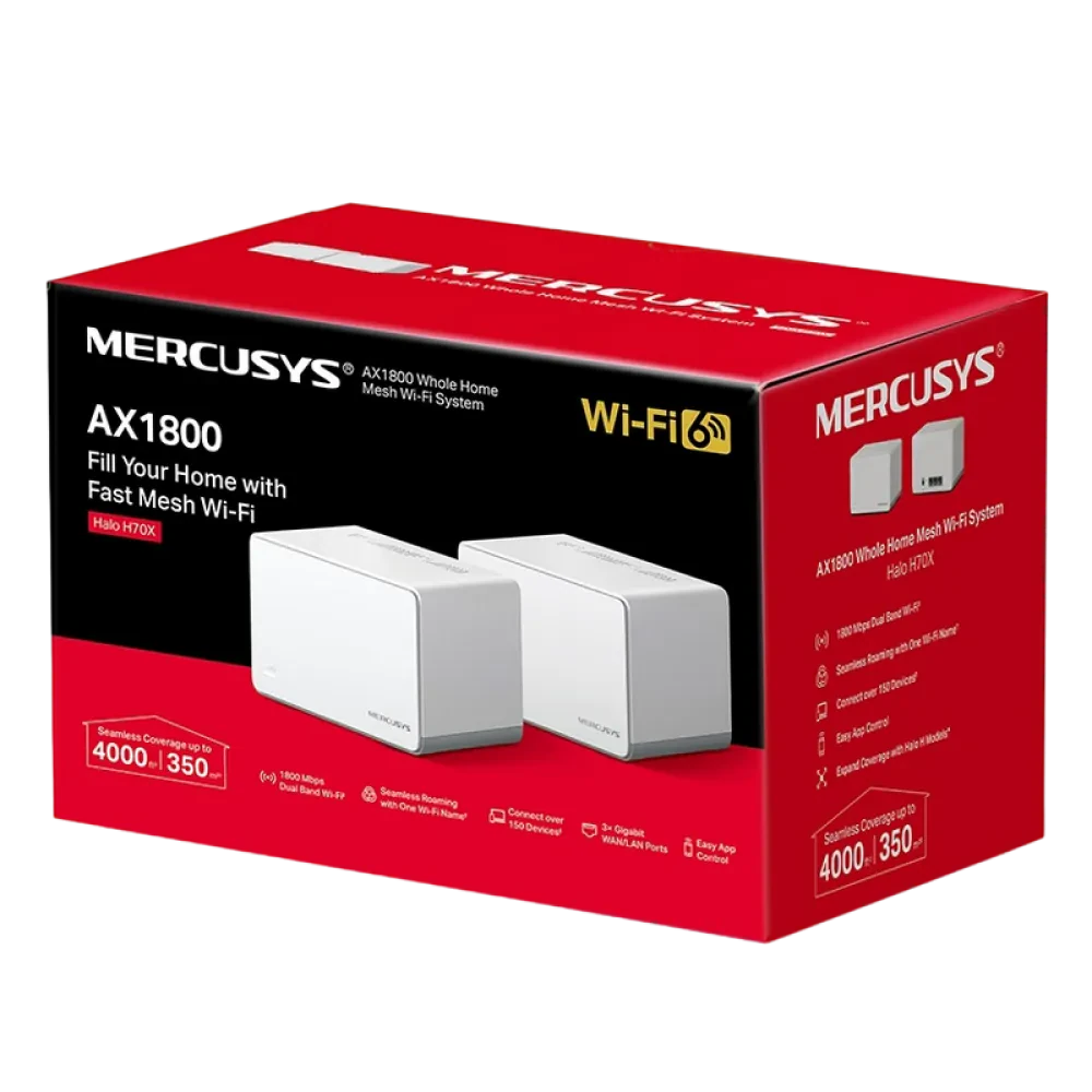 Домашняя Mesh Wi-Fi система MERCUSYS Halo H70X (2-pack), Белый