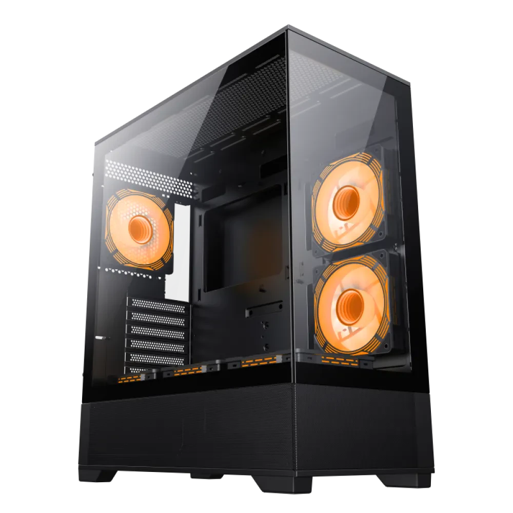 Компьютерный корпус Gamemax VISTA, Midi-Tower, Без блока питания, Чёрный