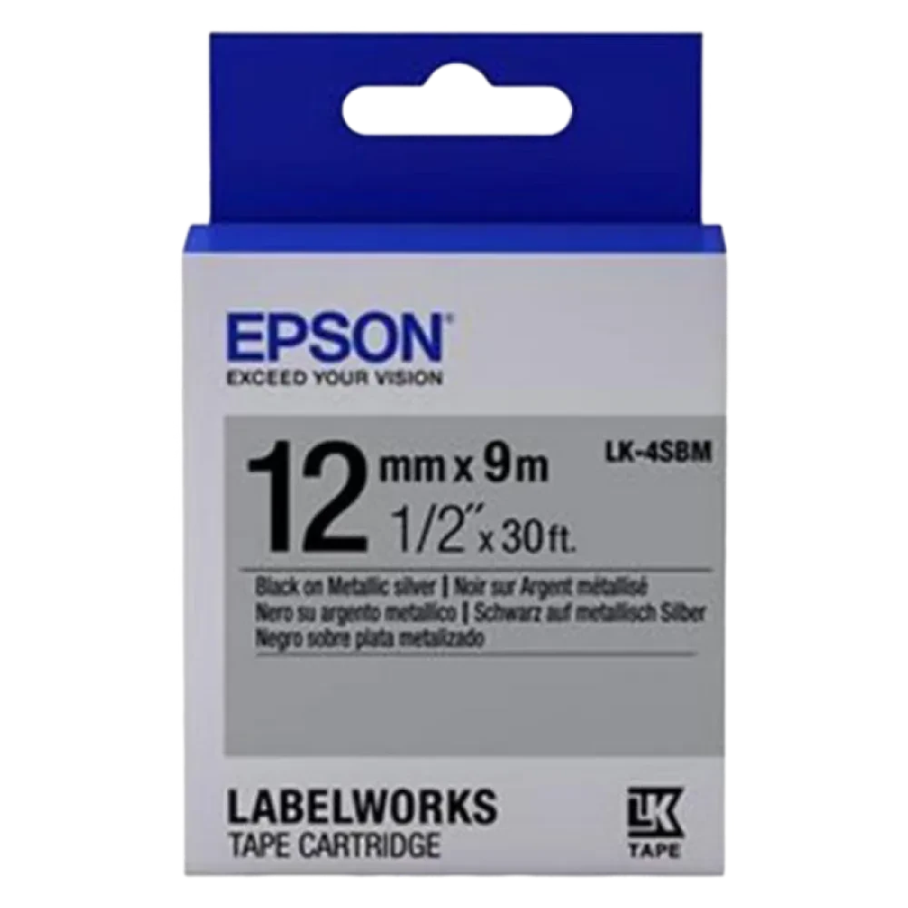 Cartuş de bandă Epson LK-4SBM, 12 mm x 9 m