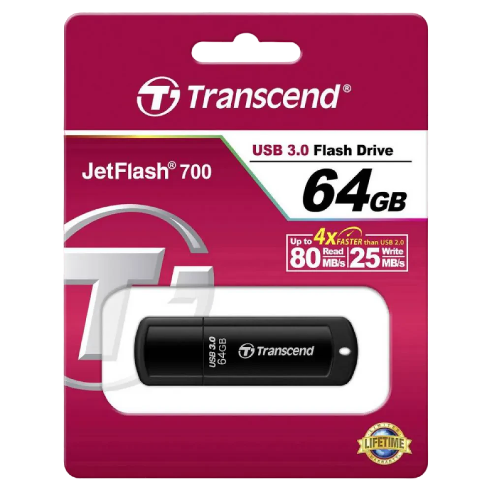 Memorie USB Transcend JetFlash 700, 64GB, Negru