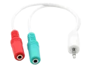 Audio Adaptor Cablexpert CCA-417W, 3.5mm 4-pin (M) - 2x 3.5mm 3-pin (F), 0,2m, Alb