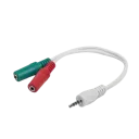 Audio Adaptor Cablexpert CCA-417W, 3.5mm 4-pin (M) - 2x 3.5mm 3-pin (F), 0,2m, Alb