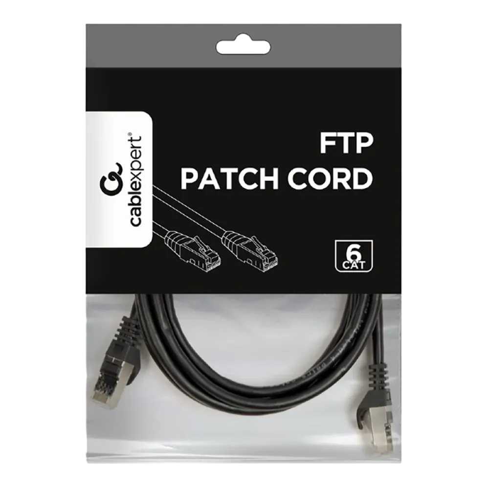 Patch cord Cablexpert PP6-2M/BK, Cat6 FTP , 2m, Negru