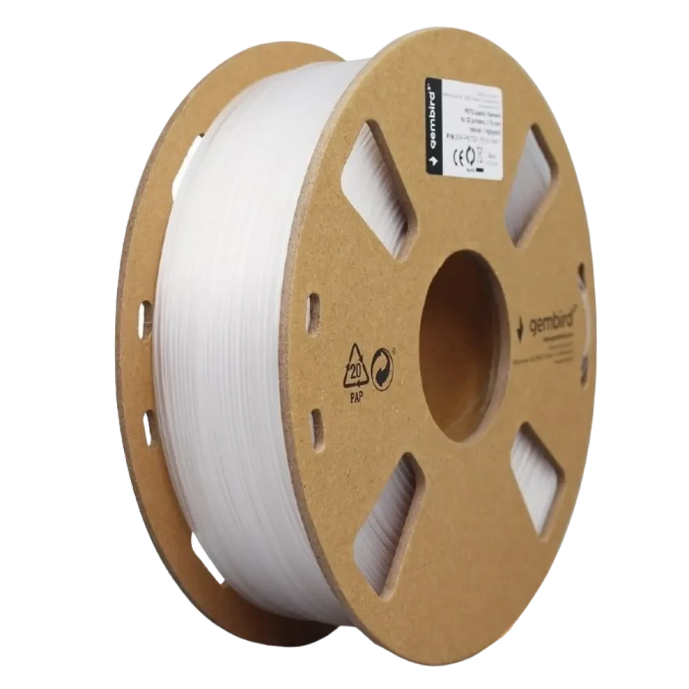 Filament pentru imprimantă 3D Gembird 3DP-PETG1.75-01-W, PETG, Alb, 1.75 mm, 1 kg