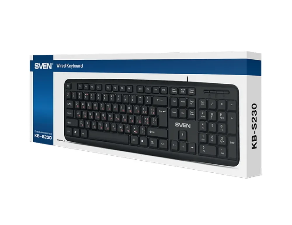 Клавиатура SVEN KB-S230, Проводное, Чёрный