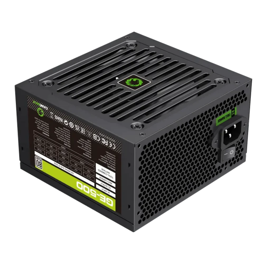 Блок питания для компьютеров Gamemax GE-500, 500Вт, ATX, Немодульный